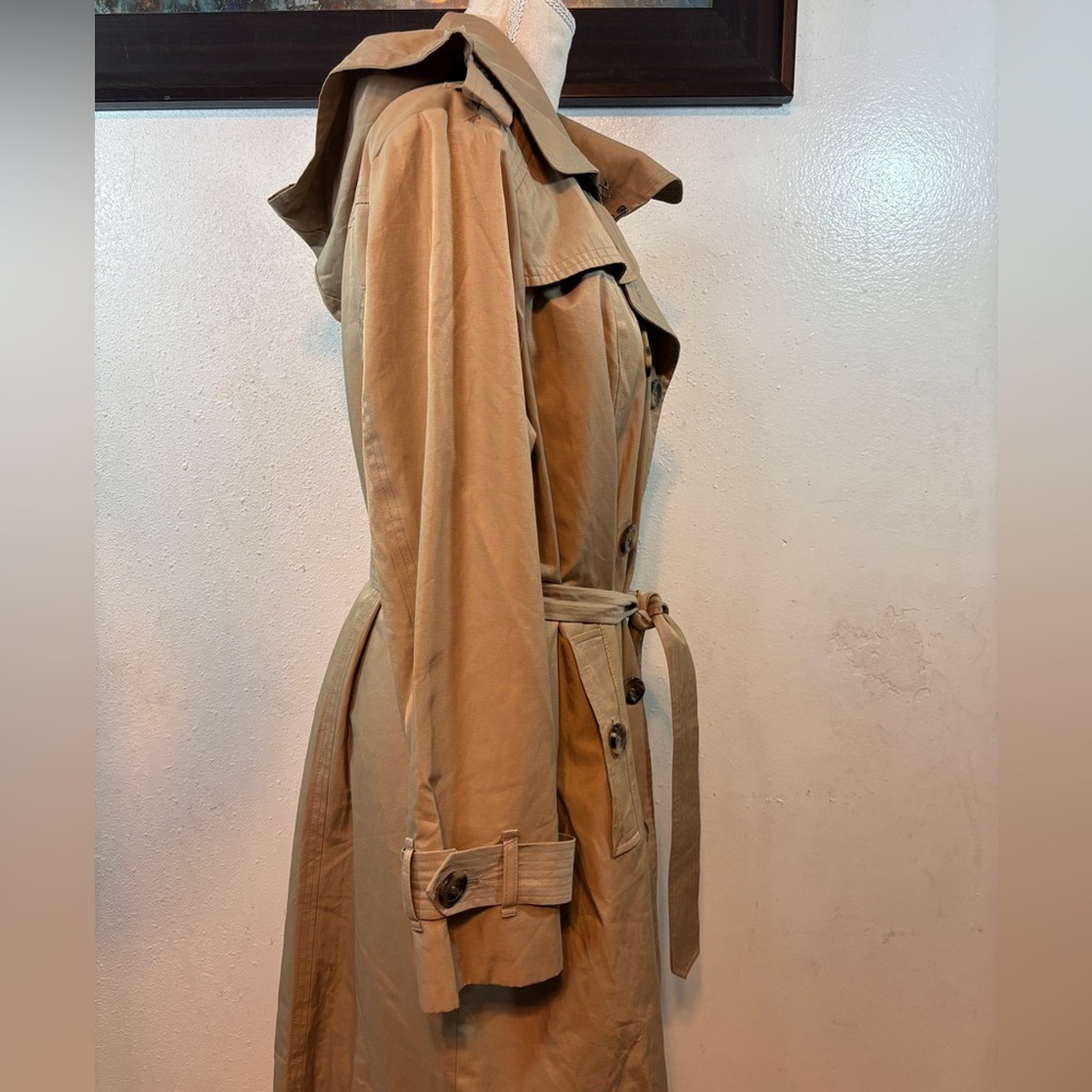 London Fog Tan Double-Breasted Trench Coat with Belt - Picture 8 of 11